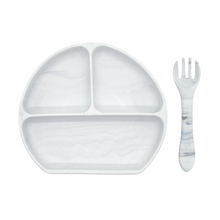 Load image into Gallery viewer, Silicone Suction Plate w/ Fork (Marble)