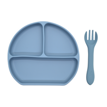Load image into Gallery viewer, Silicone Suction Plate w/ Fork (Ocean)