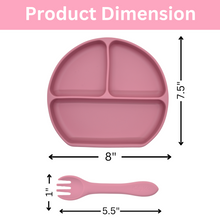 Load image into Gallery viewer, Silicone Suction Plate w/ Fork (Rose)