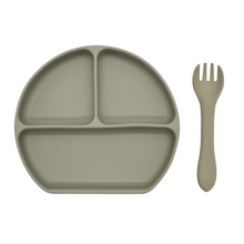 Load image into Gallery viewer, Silicone Suction Plate w/ Fork (Sage)