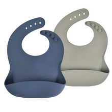 Load image into Gallery viewer, 2 Pack Feeding Bibs (Dark Blue + Sage)