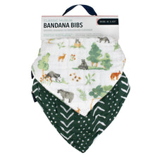 Load image into Gallery viewer, Forest Friends + Mudcloth Bandana Bib Set