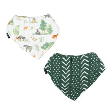 Load image into Gallery viewer, Forest Friends + Mudcloth Bandana Bib Set