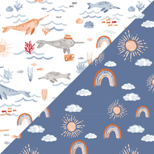 Load image into Gallery viewer, Narwhal + Hello Sunshine Bandana Bib Set