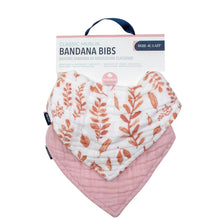 Load image into Gallery viewer, Pink Leaves & Cotton Candy Classic Muslin Bandana Bib Set
