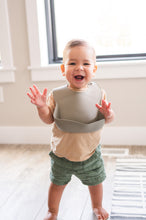 Load image into Gallery viewer, 2 Pack Feeding Bibs (Dark Blue + Sage)
