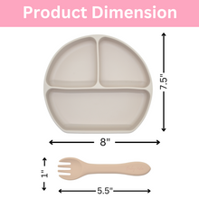 Load image into Gallery viewer, Silicone Suction Plate w/ Fork (Oatmeal)

