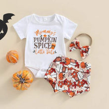 Load image into Gallery viewer, Mommy's Pumpkin Spice- Girls' Romper Set (3 pcs)
