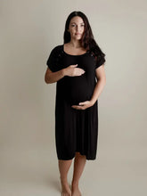 Load image into Gallery viewer, Black Maternity Mommy Labor and Delivery/ Nursing Gown
