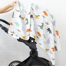 Load image into Gallery viewer, Multi-Purpose Muslin Swaddle Blanket- Dinosaur
