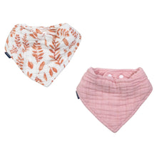 Load image into Gallery viewer, Pink Leaves &amp; Cotton Candy Classic Muslin Bandana Bib Set
