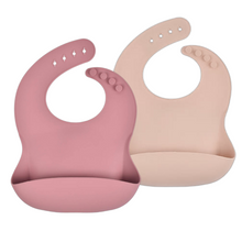 Load image into Gallery viewer, 2 Pack Feeding Bibs (Rose + Oatmeal)
