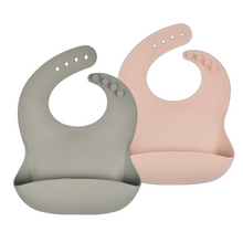 Load image into Gallery viewer, 2 Pack Feeding Bibs (Sage + Oatmeal)
