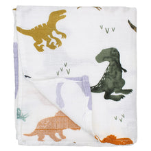 Load image into Gallery viewer, Multi-Purpose Muslin Swaddle Blanket- Dinosaur
